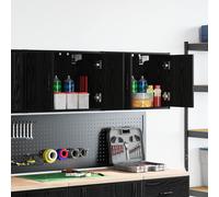 vidaXL Armarios de pared 2 uds para garaje madera de ingeniería negro