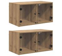 vidaXL Armarios de pared, 2 unidades, 68 x 37 x 35 cm, material de madera, acabado roble artesanal