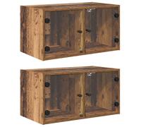 vidaXL: Armarios de pared, 2 unidades, 68 x 37 x 35 cm, material de madera, aspecto de madera envejecida
