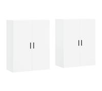 Vidaxl Armario de Pared 2 Unidades 69,5x34x90 Cm Tirador de Ranura Negra Mueble de Almacenaje de Salón White