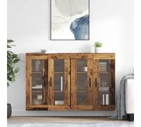 vidaXL Armarios de pared, 2 unidades, madera reciclada, 69,5 x 34 x 90 cm, material de madera