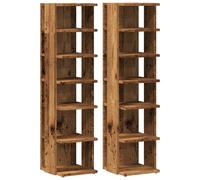 vidaXL Armarios para zapatos, 2 unidades, aspecto de madera envejecida, 28x27x102 cm, material de madera