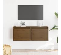 vidaXL Armarios pared 2 uds madera maciza pino marrón miel 45x30x35 cm
