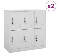 vidaXL Armarios taquilla 2 uds de acero gris claro 90x45x92,5 cm