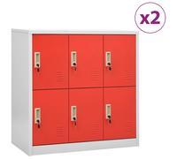 vidaXL Armarios taquilla 2 uds de acero gris claro y rojo 90x45x92,5 cm