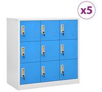 vidaXL Armarios taquilla 5 uds acero gris claro y azul 90x45x92,5 cm