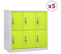 vidaXL Armarios taquilla 5 uds de acero gris y verde 90x45x92,5 cm