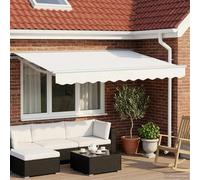 vidaXL Marco manual para toldo con luces LED, blanco, 3,5 x 2,5 m