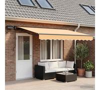 vidaXL Marco manual para toldo con luces LED, color arena, 4 x 3 metros