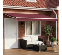 vidaXL Armazón de toldo manual con LEDs Borgoña y Blanco 4 x 3,5 m