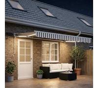 vidaXL Armazón de toldo manual con LEDs Gris claro y blanco. 4,5 x 3 m