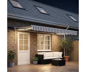 vidaXL Armazón de toldo manual con LEDs Gris claro y blanco. 4,5 x 3 m