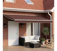 vidaXL Armazón de toldo manual con LEDs Marrón y blanco 4 x 3 m
