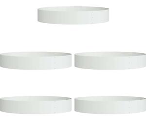vidaXL Aro para plantas, 5 unidades, blanco, 120 x 120 x 20 cm, acero laminado en frío