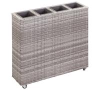 vidaXL Arriate con 4 macetas de ratán sintético gris 80x22x79 cm