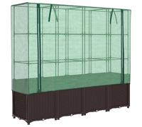 vidaXL Arriate elevado con cubierta invernadero aspecto ratán 160x40x153 cm