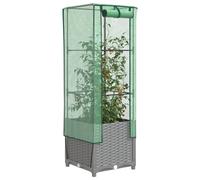 vidaXL: Jardín elevado con invernadero integrado, diseño de ratán, 40x40x139 cm