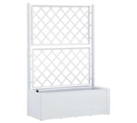 vidaXL Pérgola jardinera Arriate con enrejado y sistema de riego automático Blanco