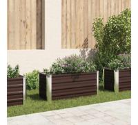 vidaXL Arriate de Acero Galvanizado Marrón Macetas Tiestos Casa Decoración Flores Floristería Jarrones Plantas Hierbas Jardinería 100x40x45 cm