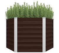 vidaXL Arriate de Acero Galvanizado Marrón Macetas Tiestos Casa Decoración Flores Floristería Jarrones Plantas Hierbas Jardinería 129x129x77 cm
