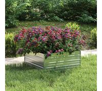 vidaXL Arriate Jardinera Macetero Cesta Pared Alambre Maceta Flores Plantas Jardín Patio Terraza Estable de Acero Galvanizado Plateado 100x100x45 cm
