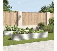 vidaXL Arriate (macetero) de acero galvanizado 320x80x44 cm Plateado