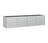 vidaXL Arriate Jardinera Macetero Cesta Pared Alambre Maceta Flores Plantas Jardín Patio Terraza Estable de Acero Galvanizado Plateado 320x80x77 cm