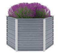 vidaXL Arriate de jardín de acero galvanizado gris 129x129x77 cm