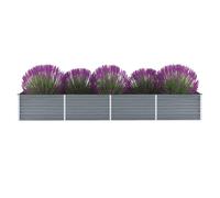 vidaXL Arriate de jardín de acero galvanizado 320x80x45 cm Gris Macetero Patio