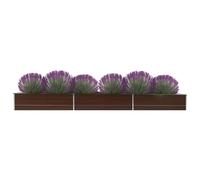 vidaXL Arriate de jardín de acero galvanizado marrón 480x80x45 cm
