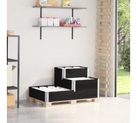 vidaXL Arriate elevado de 3 niveles madera maciza pino negro 120x80 cm