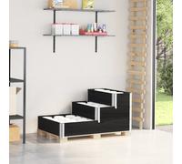 vidaXL Arriate elevado de 3 niveles madera maciza pino negro 120x80 cm