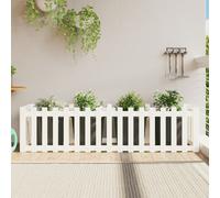 vidaXL Arriate Elevado Jardín, Jardinera con Valla, Macetero de Plantas Flores Verduras, Macetero Elevado para Patio, Madera de Pino Blanco
