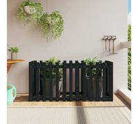 vidaXL Arriate elevado jardín con valla madera pino negro 150x50x70cm