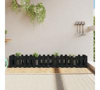 vidaXL Arriate elevado jardín con valla madera pino negro 200x30x30cm