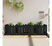 vidaXL Arriate elevado jardín con valla madera pino negro 200x50x50cm