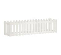 vidaXL Arriate Elevado Jardín, Jardinera con Valla, Macetero de Plantas Flores Verduras, Macetero Elevado para Patio, Madera de Pino Blanco
