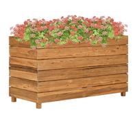 vidaXL Arriate elevado madera de teca reciclada y acero 100x40x55 cm