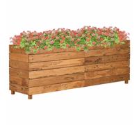 vidaXL Arriate elevado madera de teca reciclada y acero 150x40x55 cm
