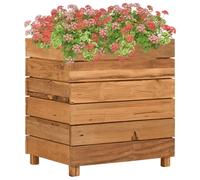 vidaXL Arriate elevado madera de teca reciclada y acero 50x40x55 cm