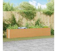 vidaXL Arriate elevado Marrón claro 390×50×68 cm Acero galvanizado Caja de cultivo