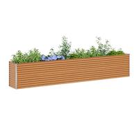 vidaXL Arriate elevado Marrón claro 390×50×68 cm Acero galvanizado Caja de cultivo