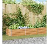 vidaXL Arriate elevado Marrón Claro 600 x 80 x 45 cm Acero Galvanizado