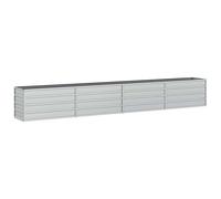 vidaXL Arriate Jardinera Macetero Cesta Pared Alambre Maceta Flores Plantas Jardín Patio Terraza Estable de Acero Galvanizado Plateado 320x40x45 cm