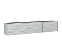 vidaXL Arriate Jardinera Macetero Cesta Pared Alambre Maceta Flores Plantas Jardín Patio Terraza Estable de Acero Galvanizado Plateado 240x40x45 cm