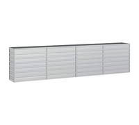 vidaXL Arriate Jardinera Macetero Cesta Pared Alambre Maceta Flores Plantas Jardín Patio Terraza Estable de Acero Galvanizado Plateado 320x40x77 cm
