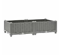 vidaXL Arriate, Jardinera Rectangular, Macetero para Flores Verduras Plantas, Maceta de Jardín, Polipropileno Gris Claro 80x40x23 cm