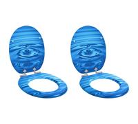 vidaXL Asiento de inodoro de cierre suave 2 pcs Gota azul 44 x 38 cm