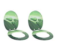 vidaXL Asiento de inodoro de cierre suave 2 pcs Gota verde 44 x 38 cm