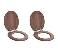 vidaXL Asiento de inodoro de cierre suave 2 pcs Marrón 44 x 38 cm